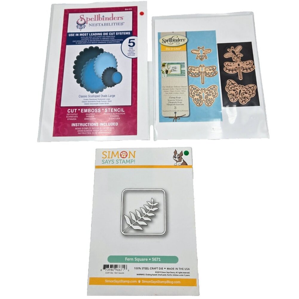Crafting Die Lot Scalloped Ovals Bugs Spellbinders Fern Crafts Scrapbooking Read